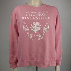 Spartina 449 pink Mermaids Coastal Distancing crew neck sweatshirt ladies Large